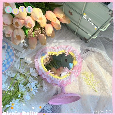 Bear Doll~Sweet Lolita Portable Students Mirror pink+mirror base  