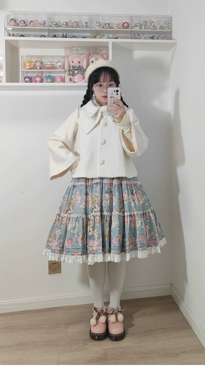 Beleganty~Annie~Retro Lolita Short Coat Woolen Bell Sleeve Outwear   