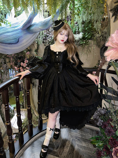 HardCandy~Plus Size Fishbone Birthday Lolita Dress L black 