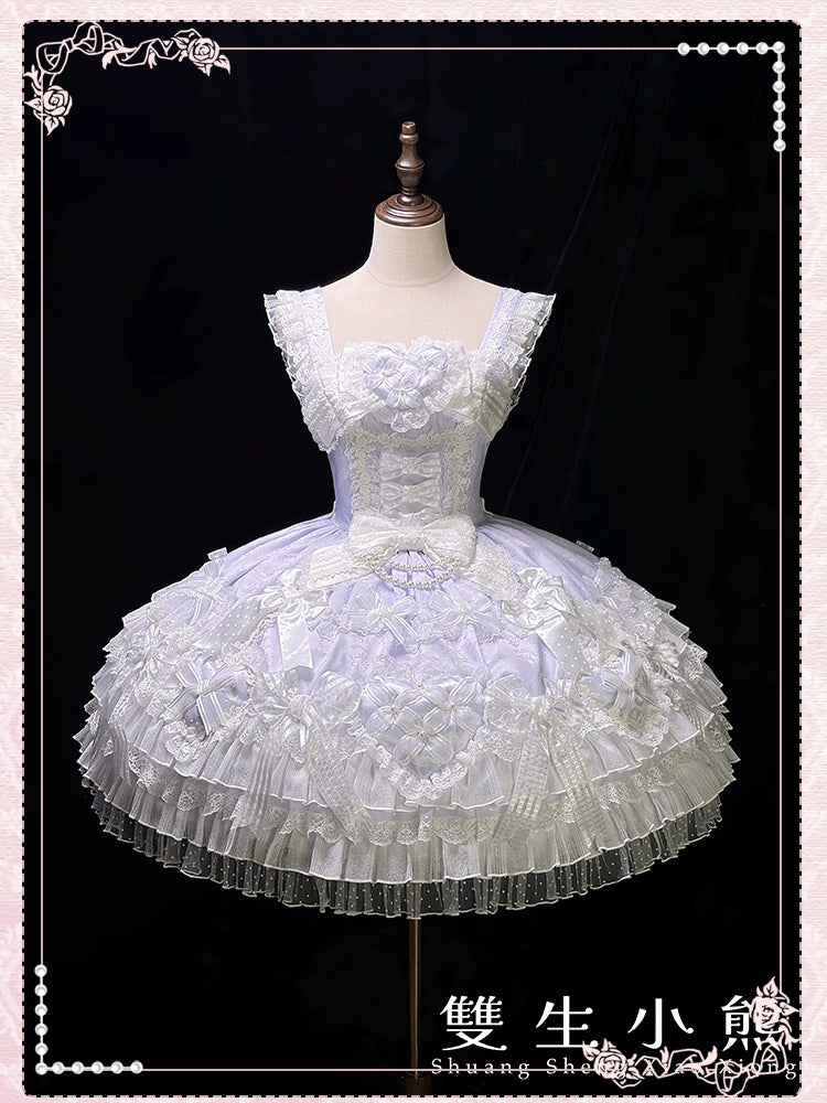 Shuang Sheng Xiao Xiong - Heart of Love - Sweet Lolita Wedding JSK, Bow Details (L M S XL XS) 44306:803246