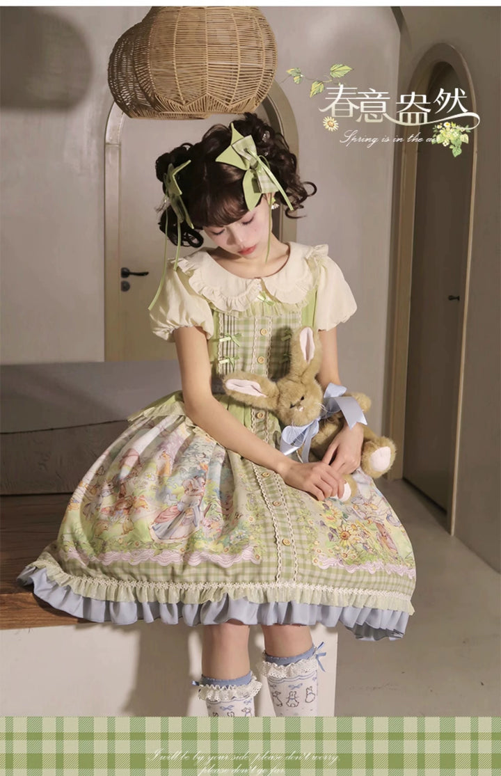 Strawberry Fantasia~Spring In The Air~Sweet Lolita JSK Green Lolita Dress   