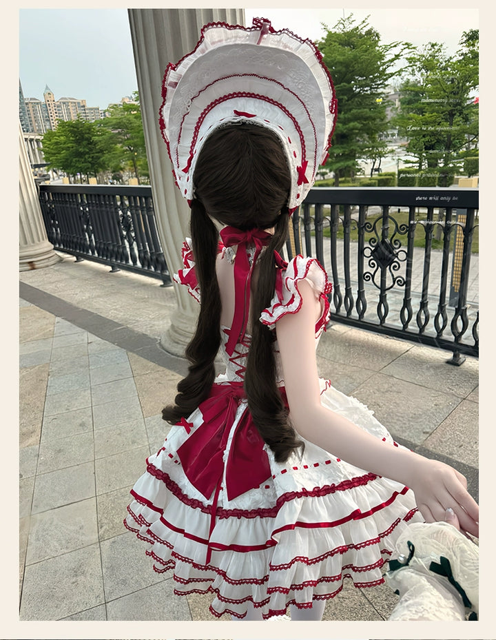 Sakurahime - Velour Love - Princess Sweet Lolita JSK Dress, Tiered Ruffles