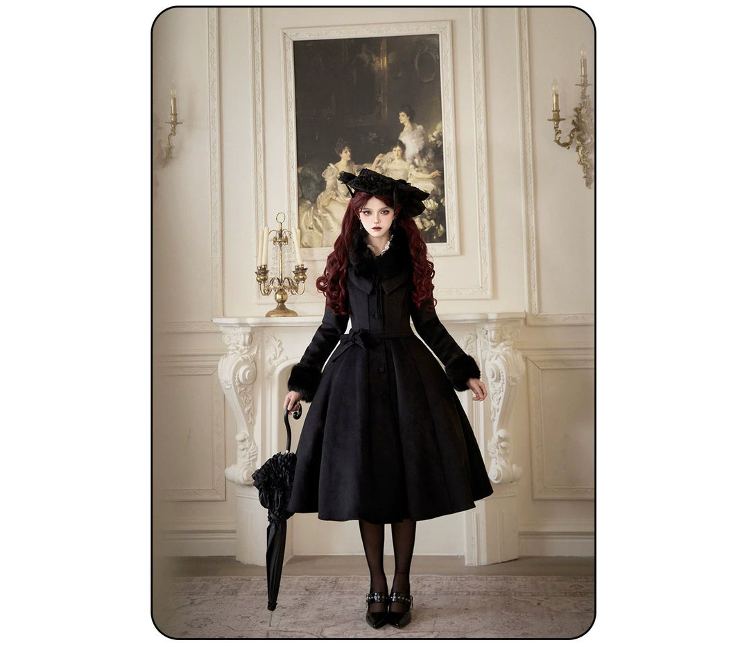 Susin Lolita~Moonlit Rose~Gothic Lolita OP Dress Winter Wool Lolita Overcoat   