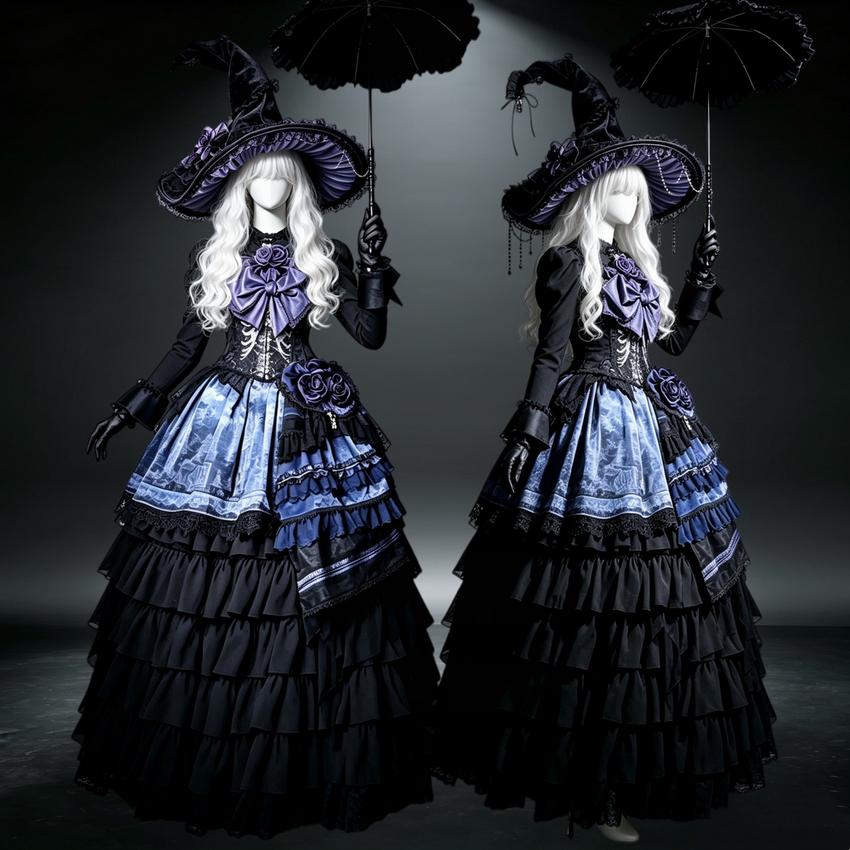 Wedding Lolita Long Volume Underskirt, Layered Ruffles 46117:875452