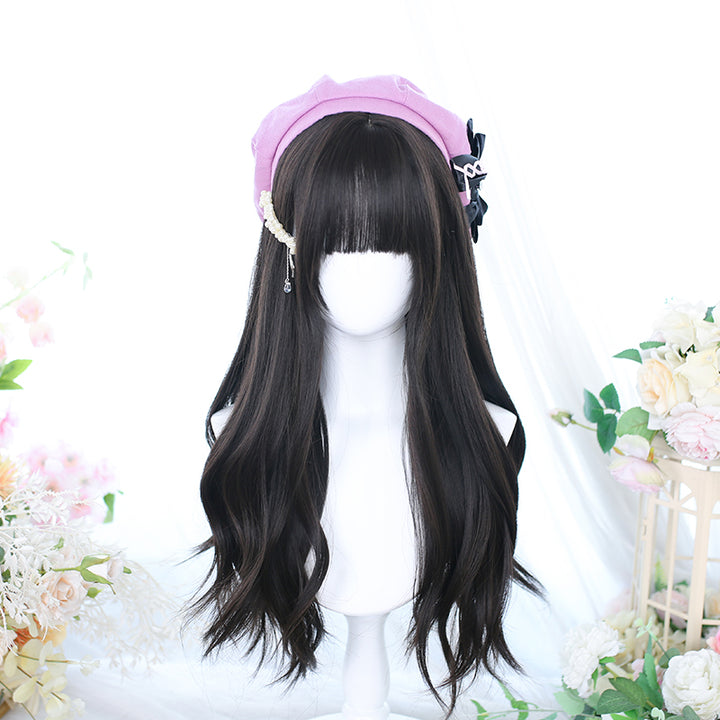 Dalao Home~Lolita Long Curly Natural Cold Brown Wig   