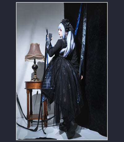 Susin Lolita～Night Traveler～Gothic Lolita Three Piece Shirt+Half-Skirt+Waistband   