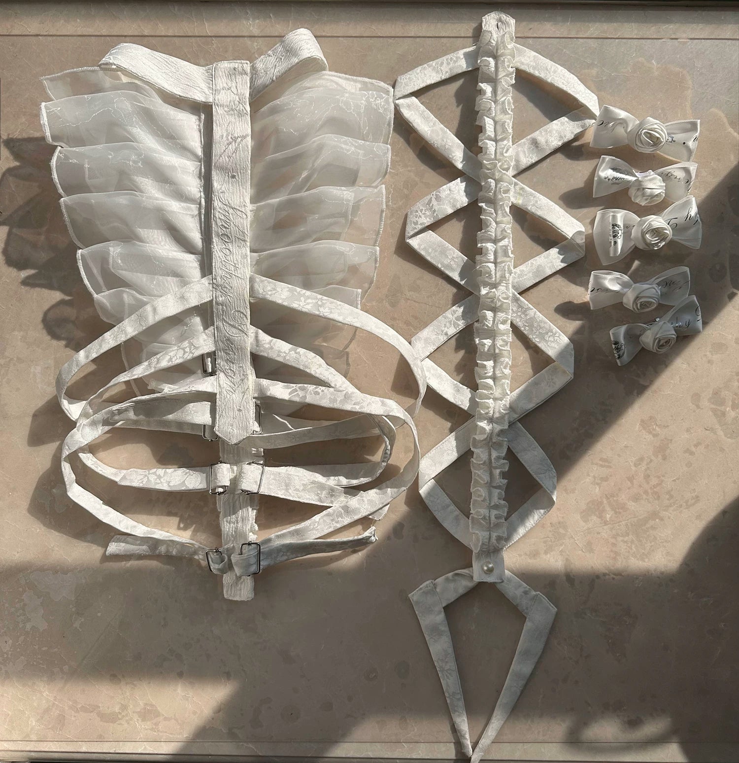 Jormungand - Snake Skeleton Inspired Back Accessory, Detachable Bows