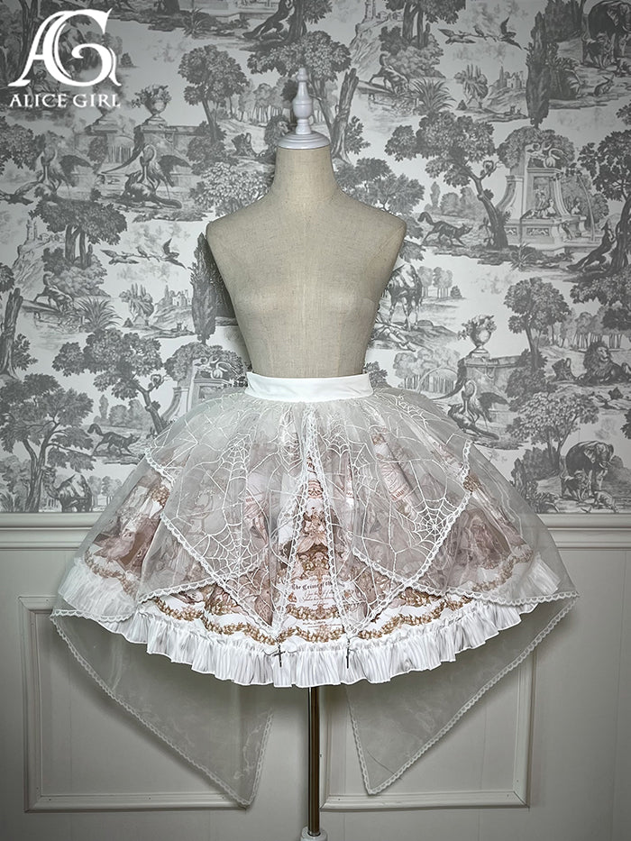 Alice Girl~Doll Mystery~Gothic Lolita Skirt Suit Top Skirt Split Dress XS White (skirt) 