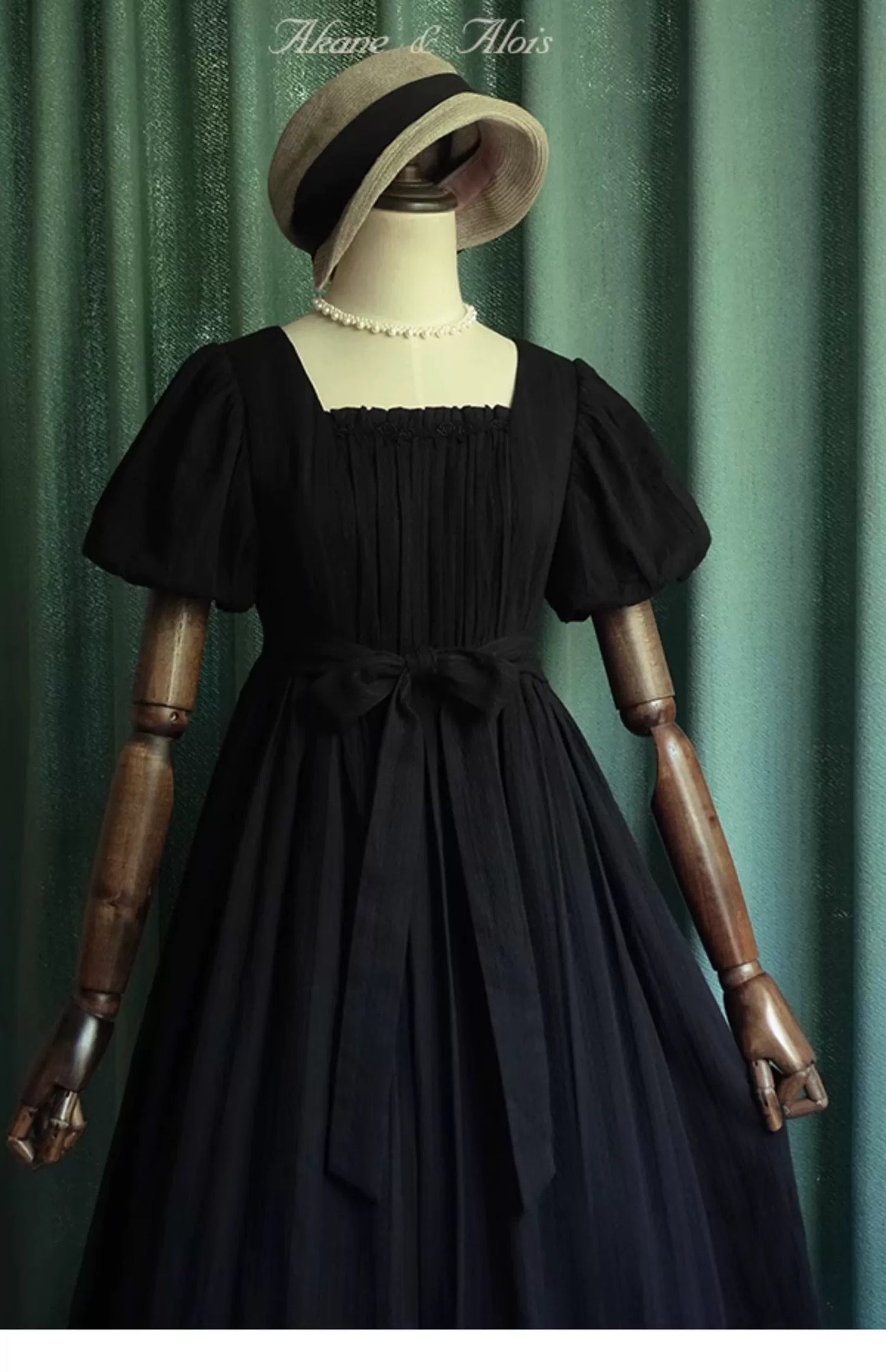 Akane Alois~White Night~Elegant Lolita Black High Waist Dress   