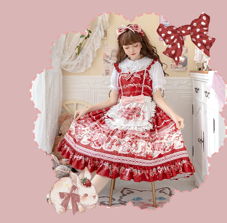 OCELOT~Sweet Lolita Lolita JSK and SK Rabbit Strawberry Dress