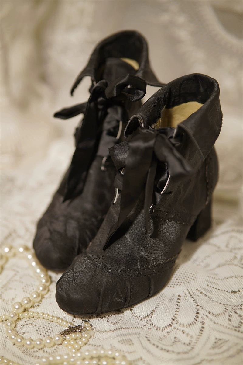 MR.Qiutian~Unknown Lady~Retro Lolita Shoes Round Head Boots for Autumn and Winter   