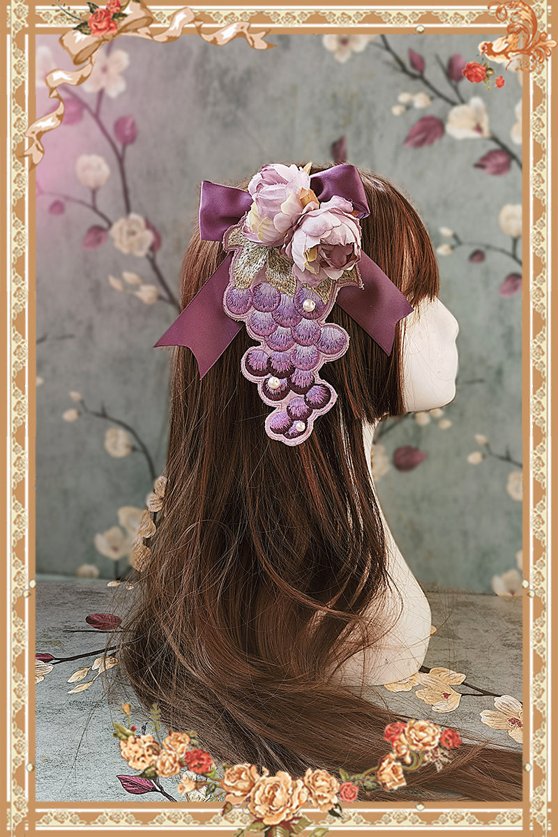 Infanta - Grape Manor - Country Lolita JSK Suit with Grape Embroidery Purple grape brooch only S
