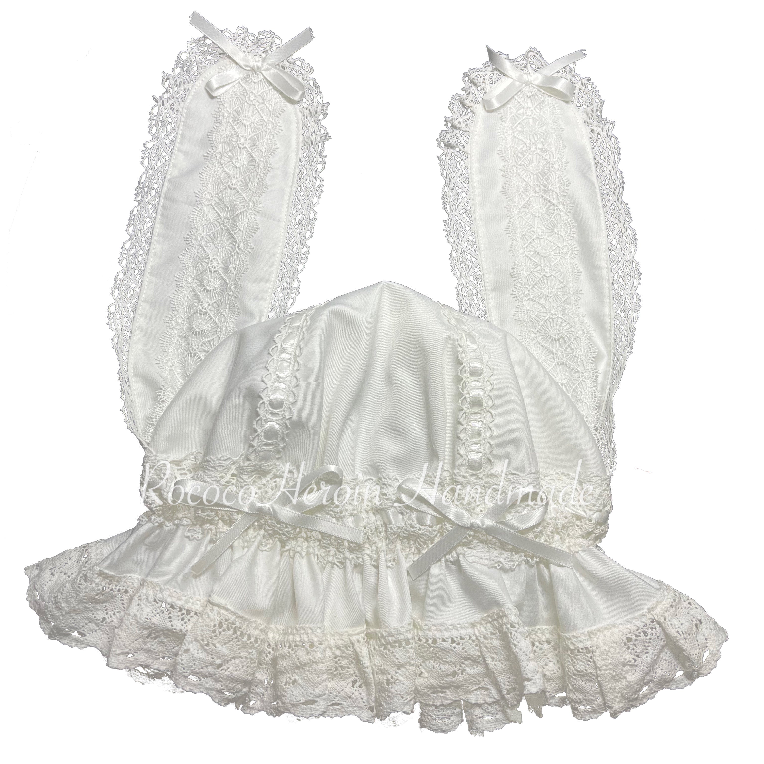 RococoHeroin - Handmade Lolita Bunny Hat Multiple Colors In stock cream white