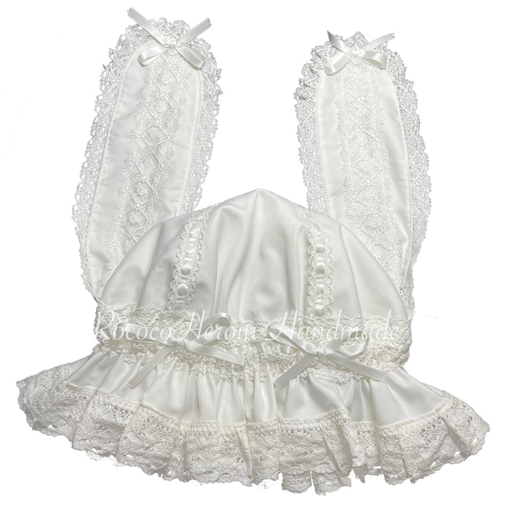 (Buyforme)RococoHeroin~Handmade Lolita Bunny Hat Multiple Colors In stock cream white 