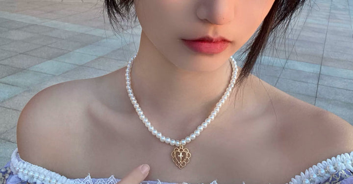 Luo Li~Wedding Lolita Necklace Multi-layer Pearl Pendant G style  