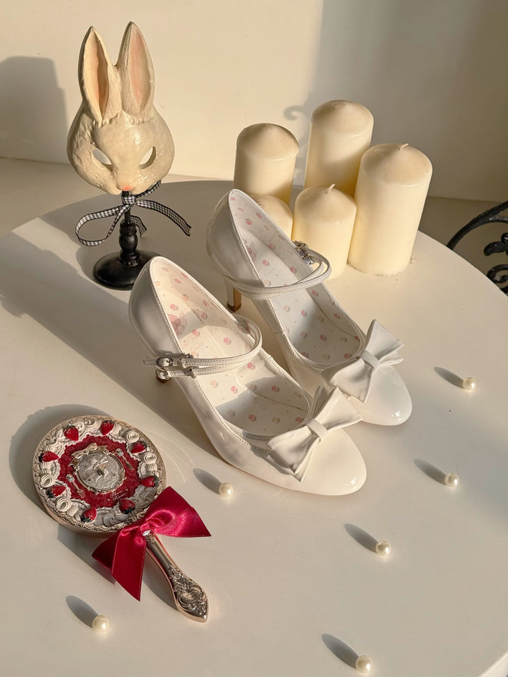 Pure Tea For Dream~Coco Sweet~Elegant Lolita Shoes Pointed Toe Heels with Bow (35 36 37 38 39 40) 42298:740651