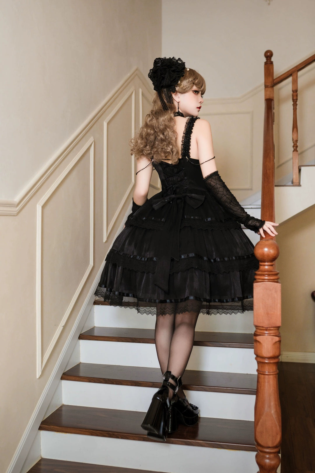 Sweet Date~Gothic Lolita JSK Wedding Dress Black and White Twin Lolita JSK   