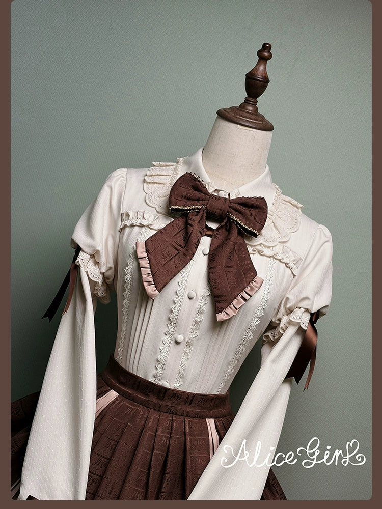 Alice Girl - Bear Chocolate Slab - Classic Lolita Slim Fit Shirt, Back Lace-up 44312:804480