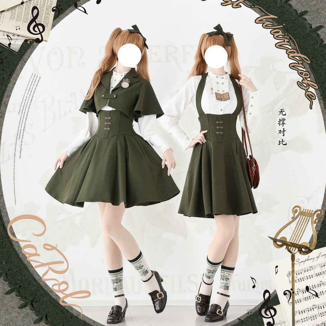 Forest Wardrobe~Vintage Lolita Skirt Fishbone Halter SK Autumn Jacket   