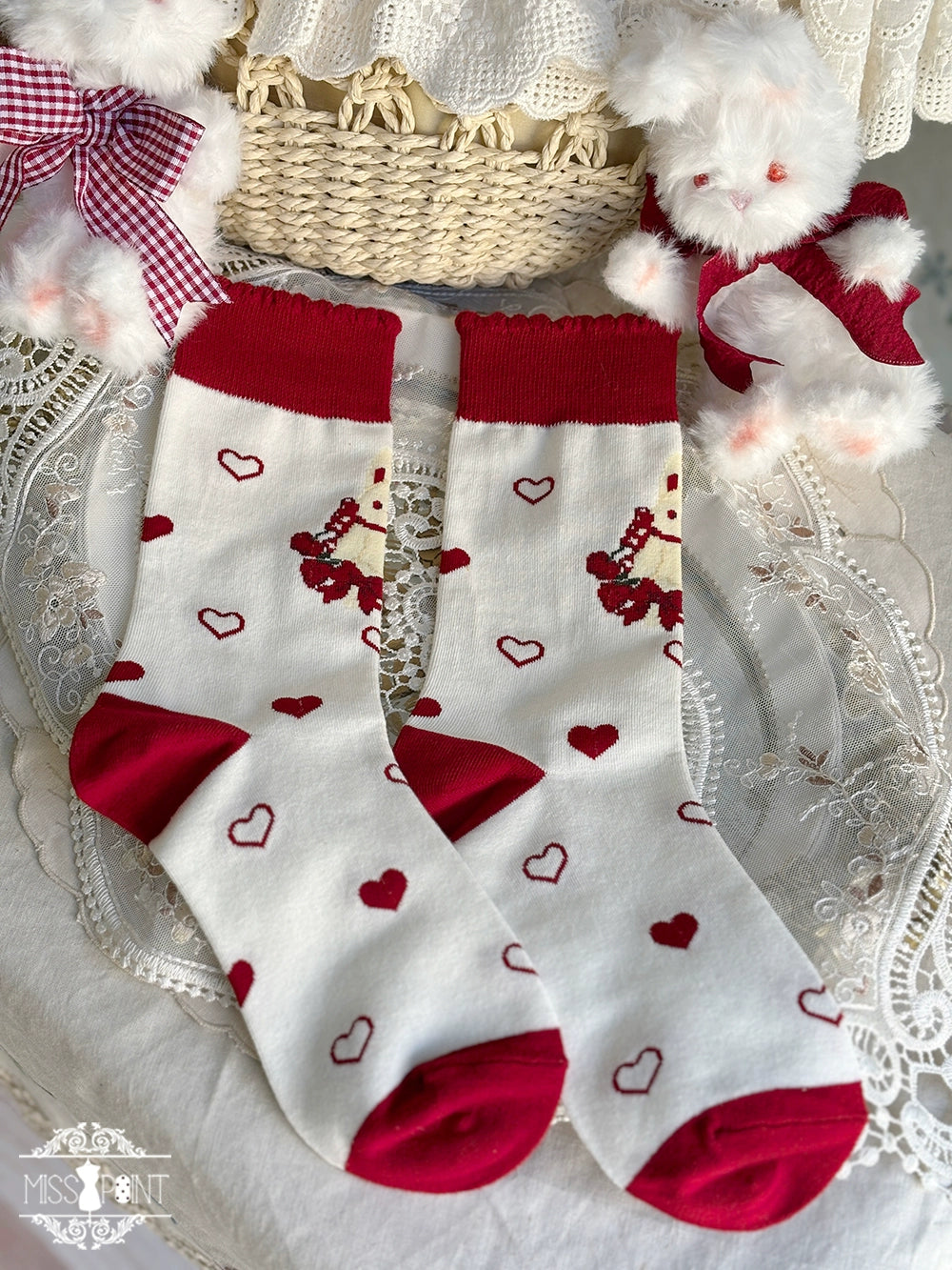 Miss Point - Forest Berry Bunny - Classic Lolita Accessory Cute Rabbit BNT KC and Brooch A Pair of Rabbit Socks Only