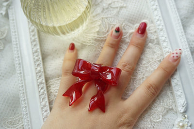 Cat Tea Party~Vintage Lolita Bowknot Ring Adjustable Ring   