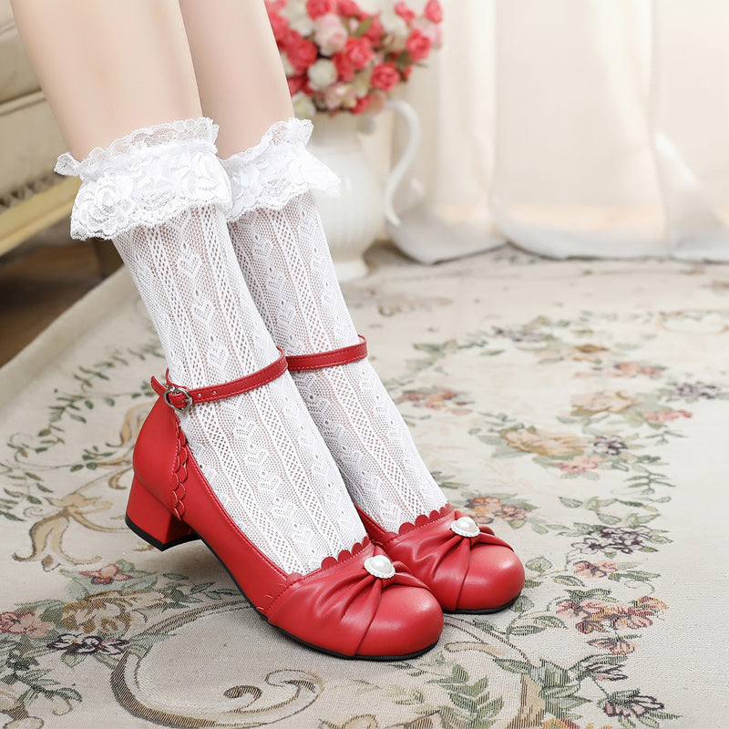 Sosic~Shell Dew~Sweet Lolita Bow Round Toe Shoes 12936:166622