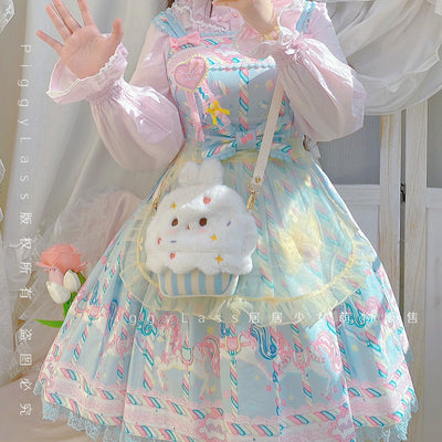 (BFM)PiggyLass~Cute Plush Lolita Bag Rabbit Cake Bag rabbit cake bag + canvas strap  