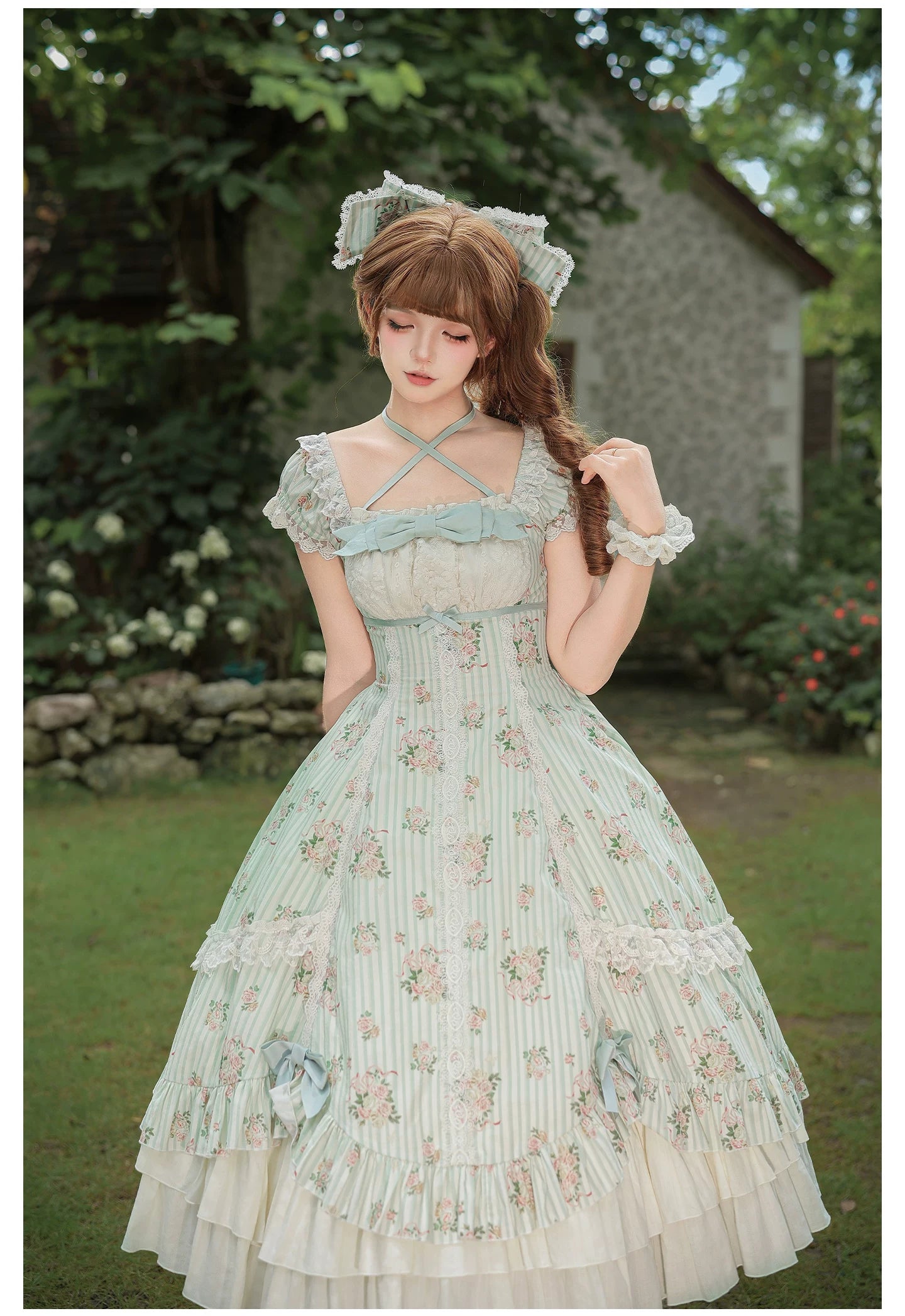 Meeting Austen - Cotton Classic Lolita Rose Printed OP Dress 45736:860030