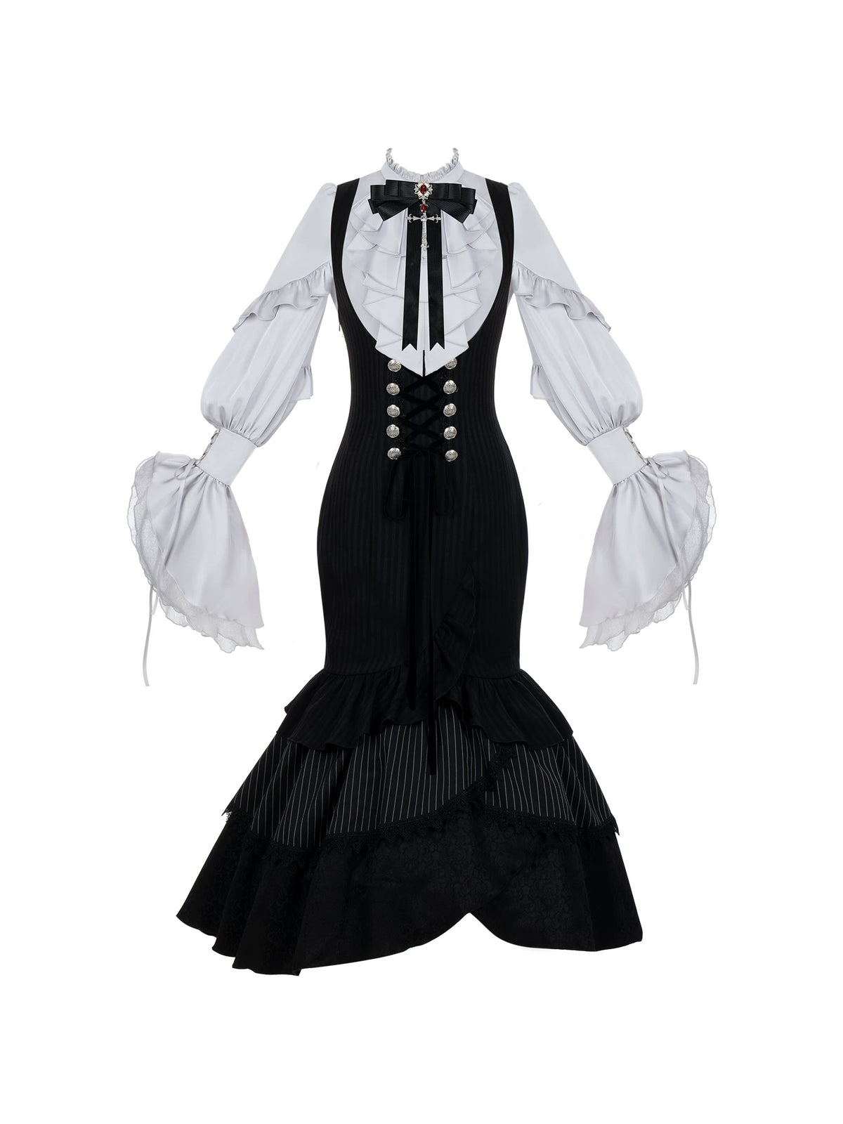 Night Crow - Elegant Gothic Lolita Blouse or Skirt Set, Irregular Hem 46021:872639