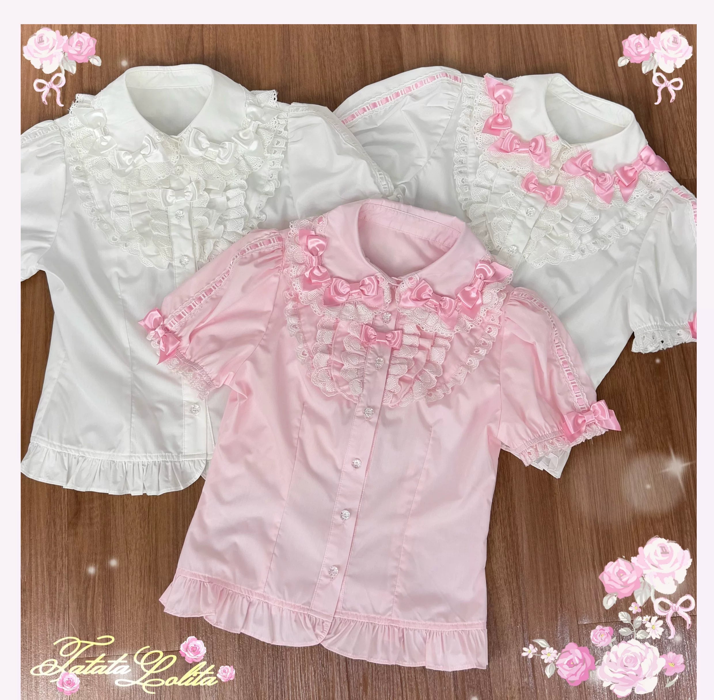 Cotton Old School Lolita Peter Pan Collar Blouse with Bows