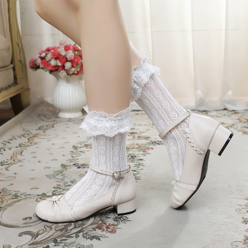 Sosic~Shell Dew~Sweet Lolita Bow Round Toe Shoes 12936:166556