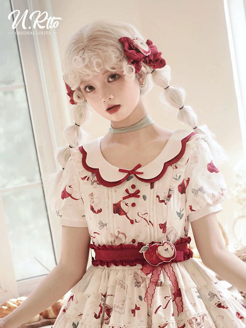(BFM)Urtto~Apple Tea~Sweet Lolita Hair Clips Embroidered Apple Headdress   