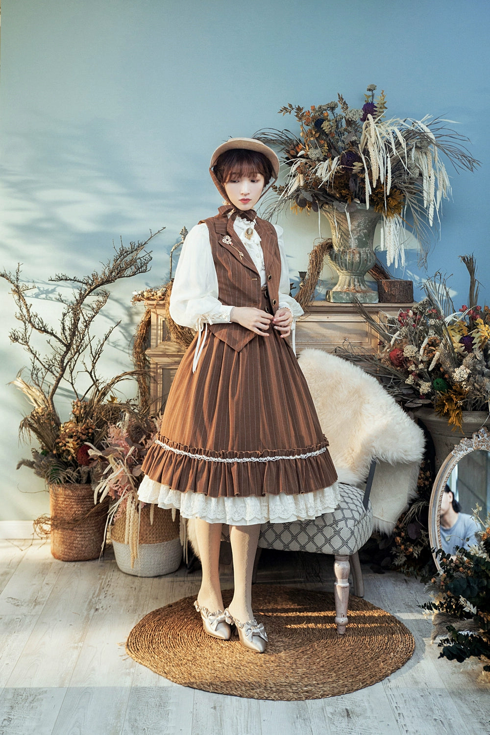 Miss Point~Rose Doll~Elegant Lolita Striped Fishbone Skirt 32524:385218