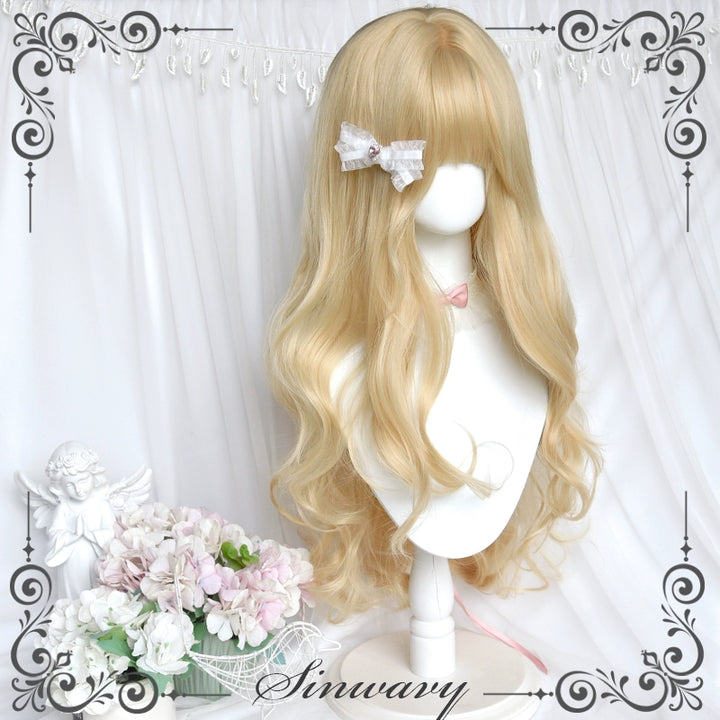 Sinwavy~Elegant Lolita Platinum Wig Long Curly Layered Wig   