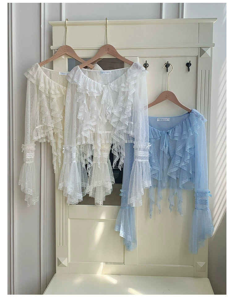 With PUJI~Letters and Poetry~Summer Classic Lolita Tulle Lace Bolero with Multi-Color