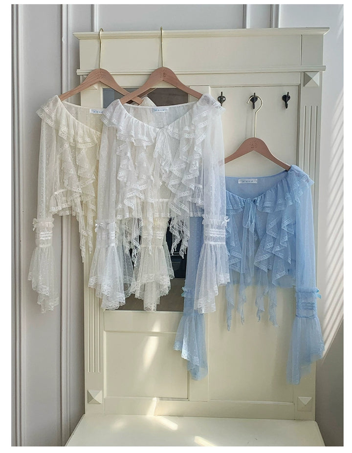 With PUJI~Letters and Poetry~Summer Classic Lolita Tulle Lace Bolero with Multi-Color