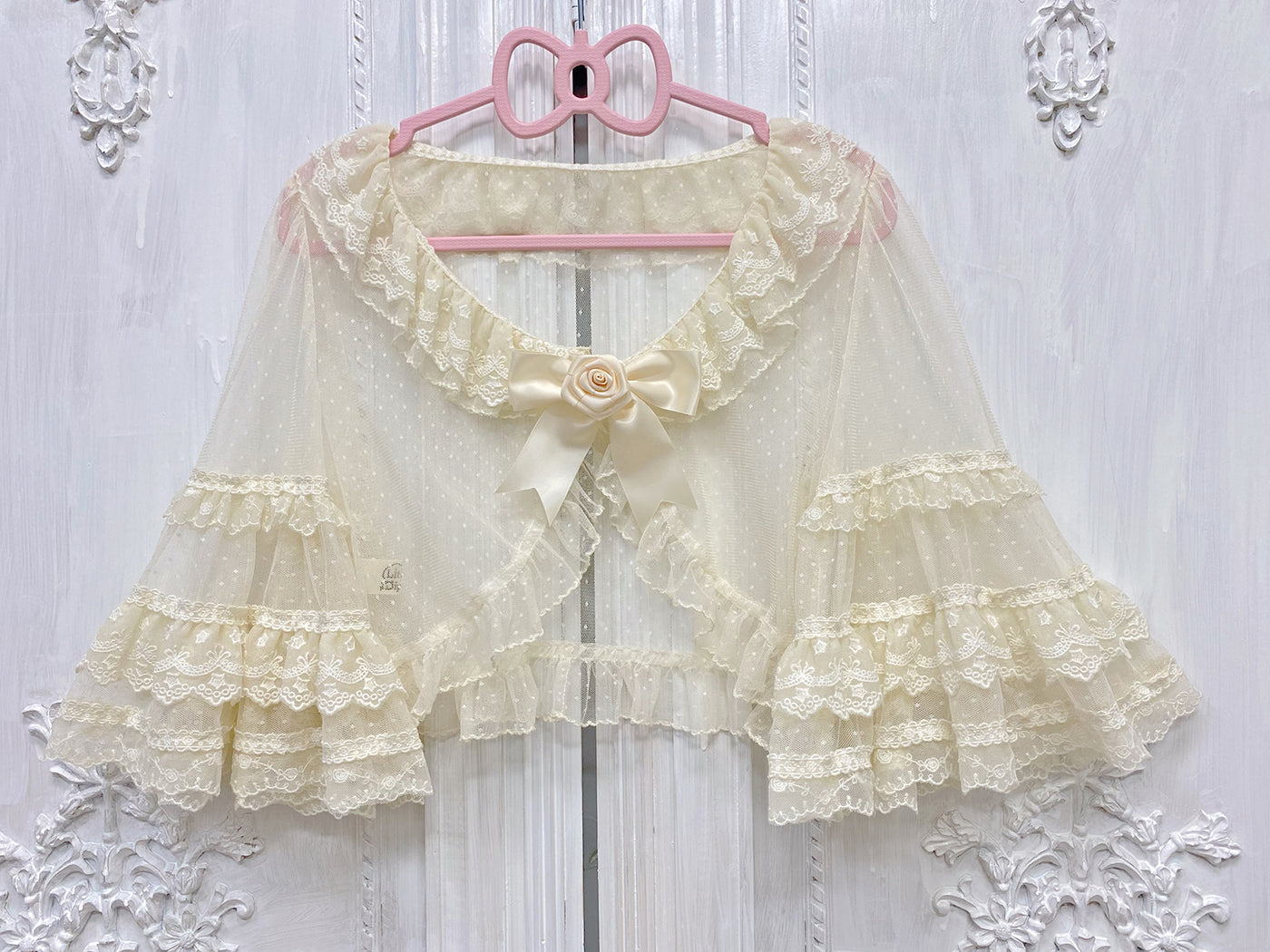 Little Dipper~Sweet Lolita Lace Bolero Multicolors L light apricot gauze 
