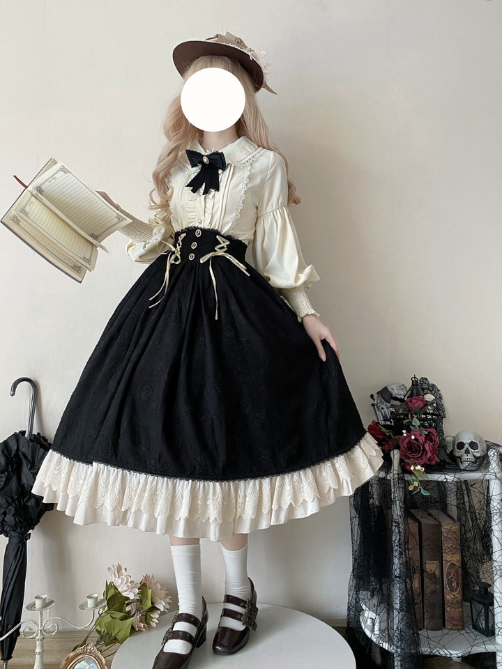 DMFS Lolita~ Sweet Lolita Blouse Vintage Mutton Sleeves Winter Lolita Shirt