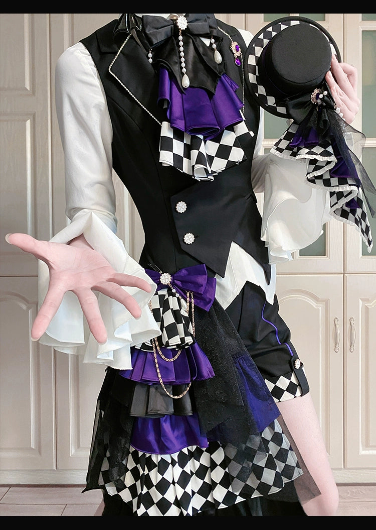 Forest Fluorescent Carps - The Judge's Game - Black Ouji Lolita Shorts Suit Prince Long Sleeved Shirt