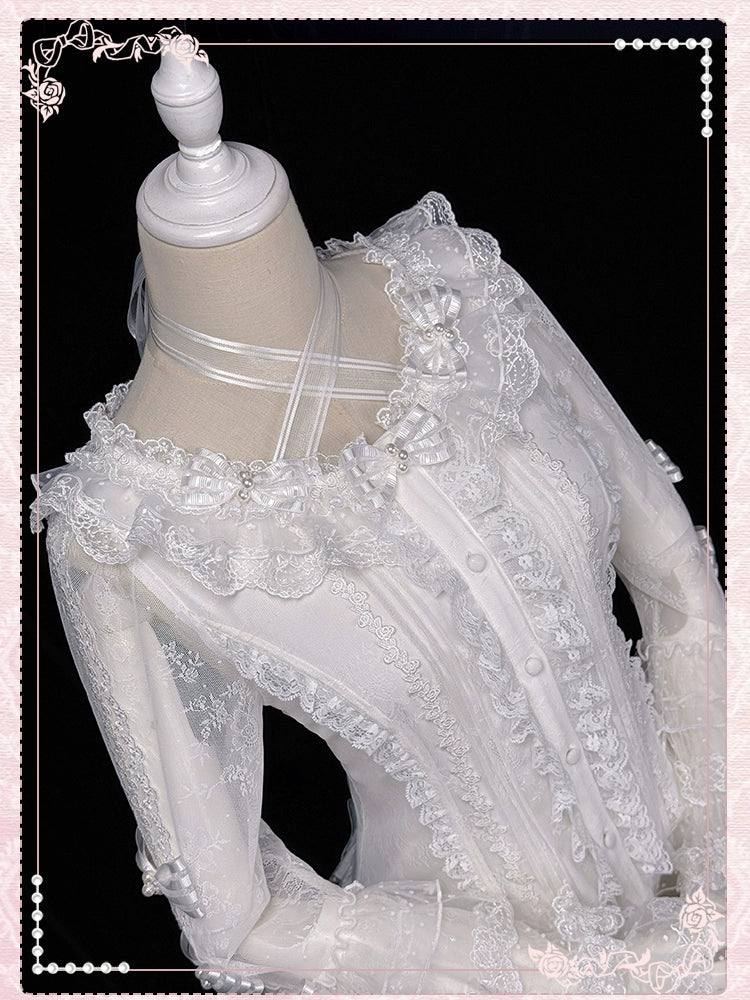 Shuang Sheng Xiao Xiong - Heart of Love - Lace Sweet Lolita Shirt, Hime-Sleeves
