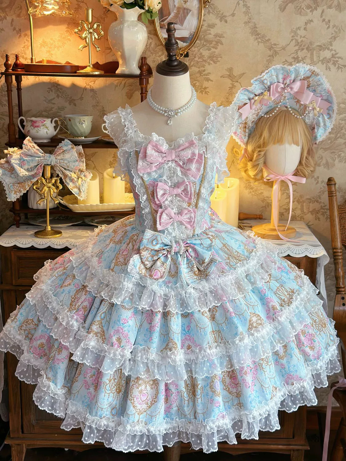 Hanguliang - Candelabra Ode - Doll-like Sweet Lolita JSK Dress, Side Zipper 44097:795881