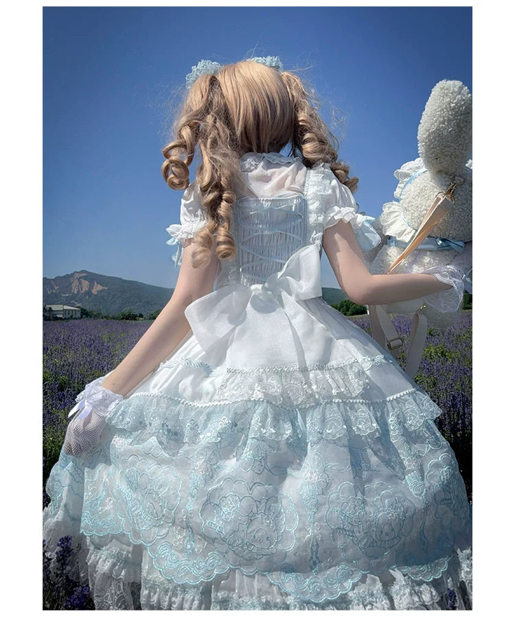 Strawberry Momo Party - Sweet Lolita OP and JSK, Strawberry Print and Cake Embroidery 45548:853193