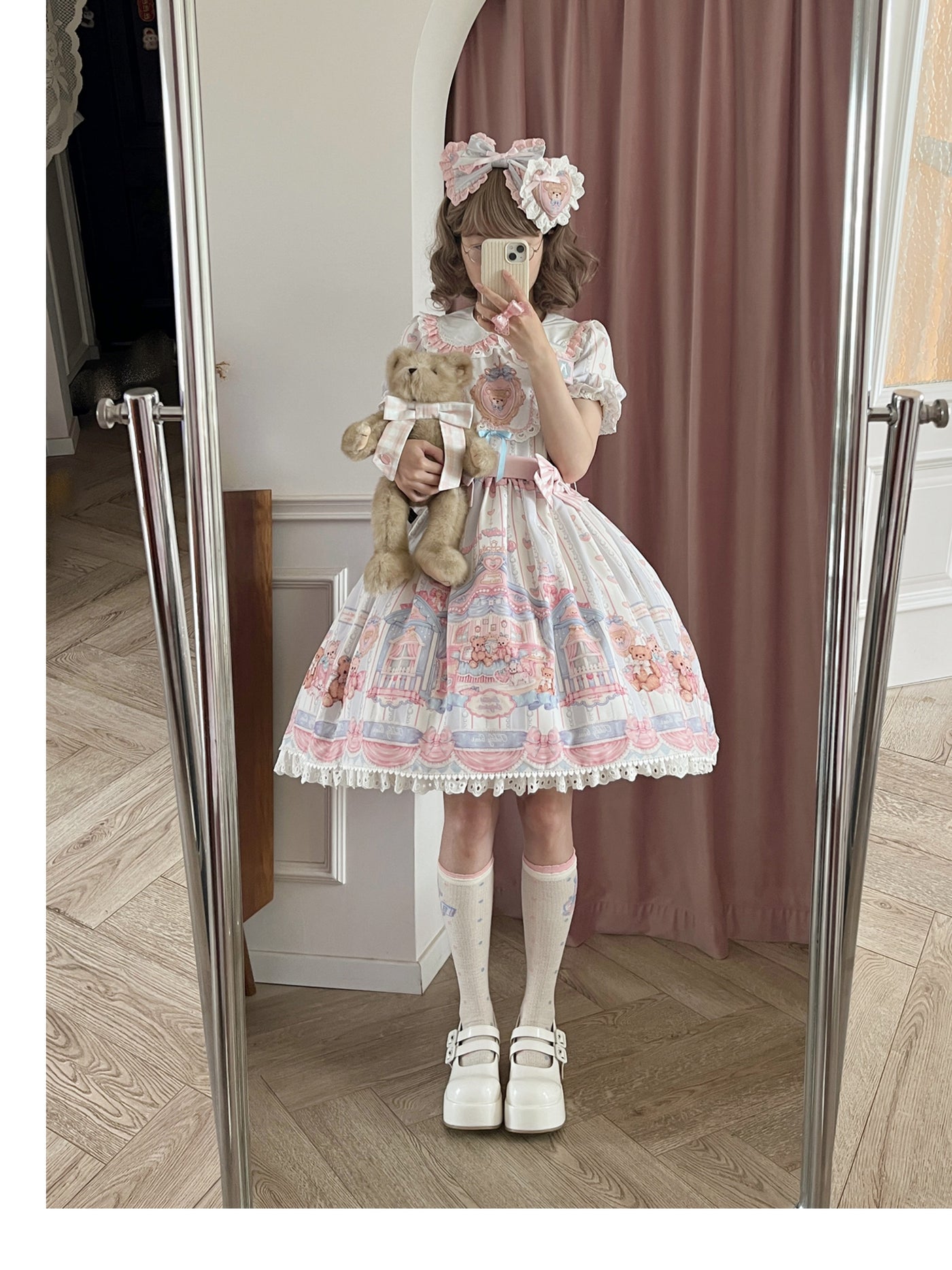 Eternity Spring~Barbie Bear~Sweet Lolita Bear Print JSK and OP   