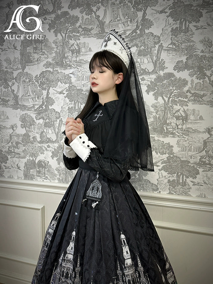 Alice Girl~Cross Church~Vintage Lolita Chest Badge Black Badge   