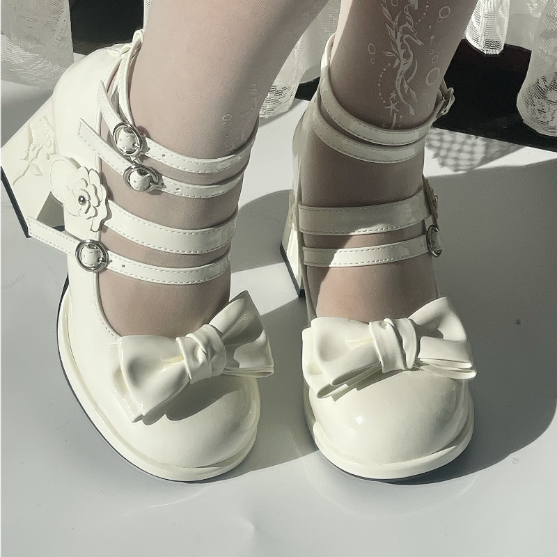 Dreamland~Whispers of the Rose~Daily Lolita Platform Heels Shoes with Relief Rose