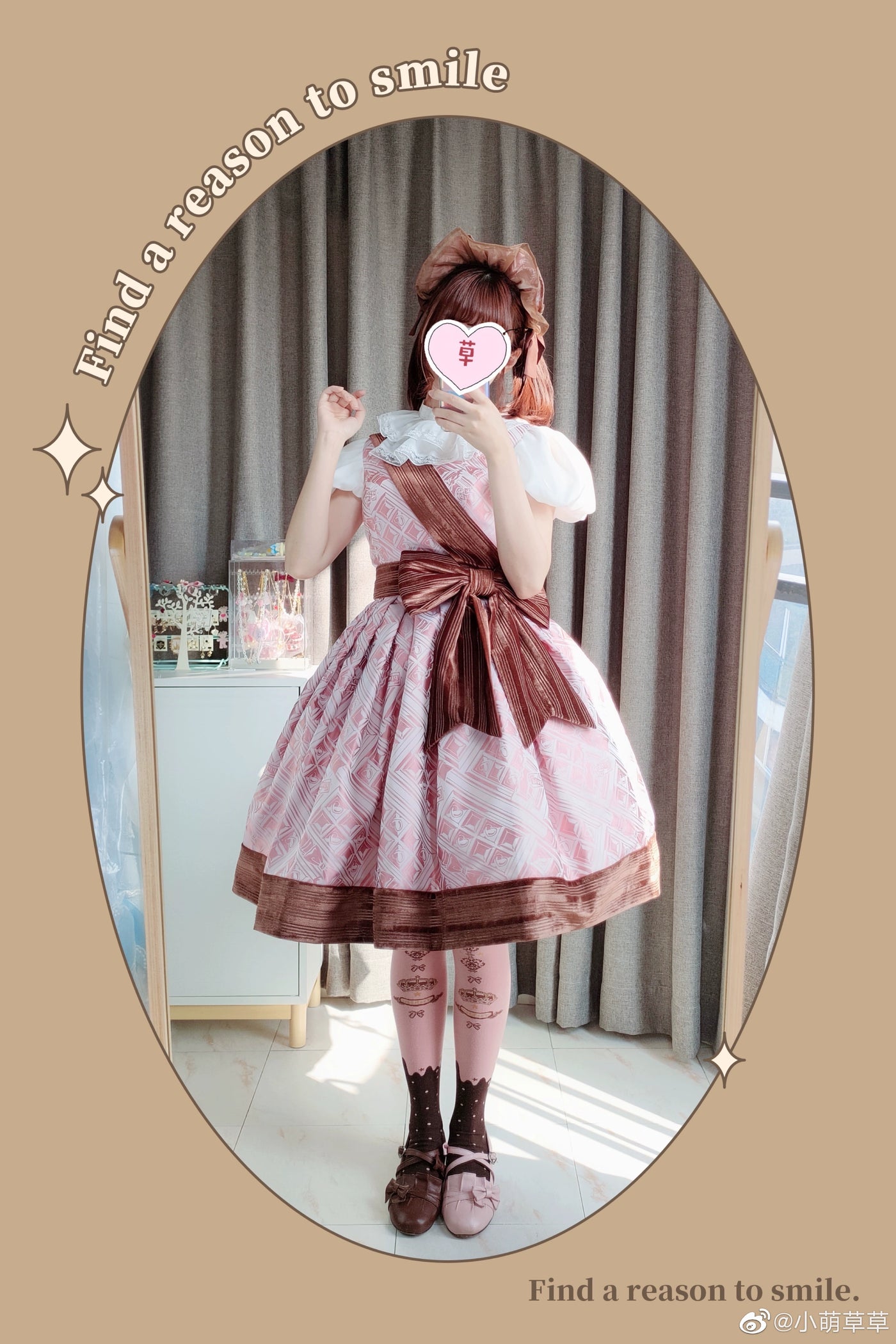 Yukines Box~Retro Lolita Chocolate Color Cotton Socks over-the-knee socks pink-chocolate color 