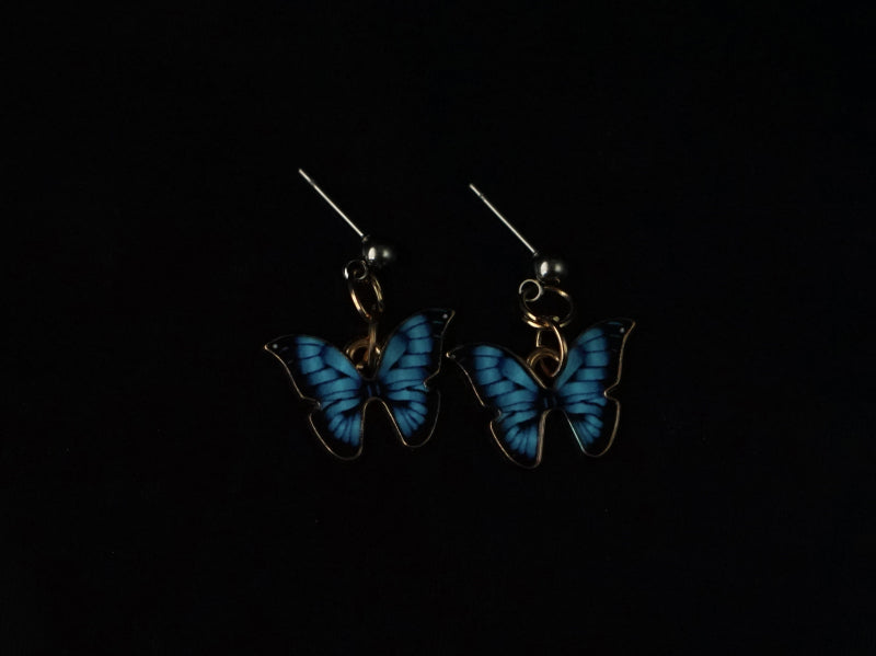 Strange Sugar~Gothic Lolita Butterfly Shaped Earrings Multicolors blue  