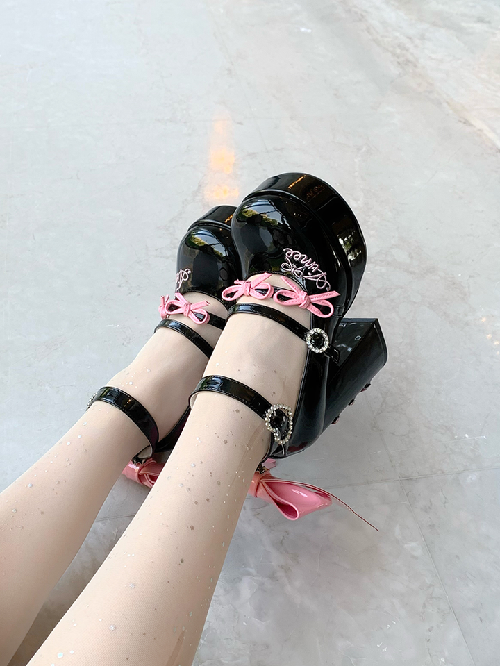 (BFM)Aimee~Barbie Girl Y2K High Heels in 4 Colors 34 Glossy Black 