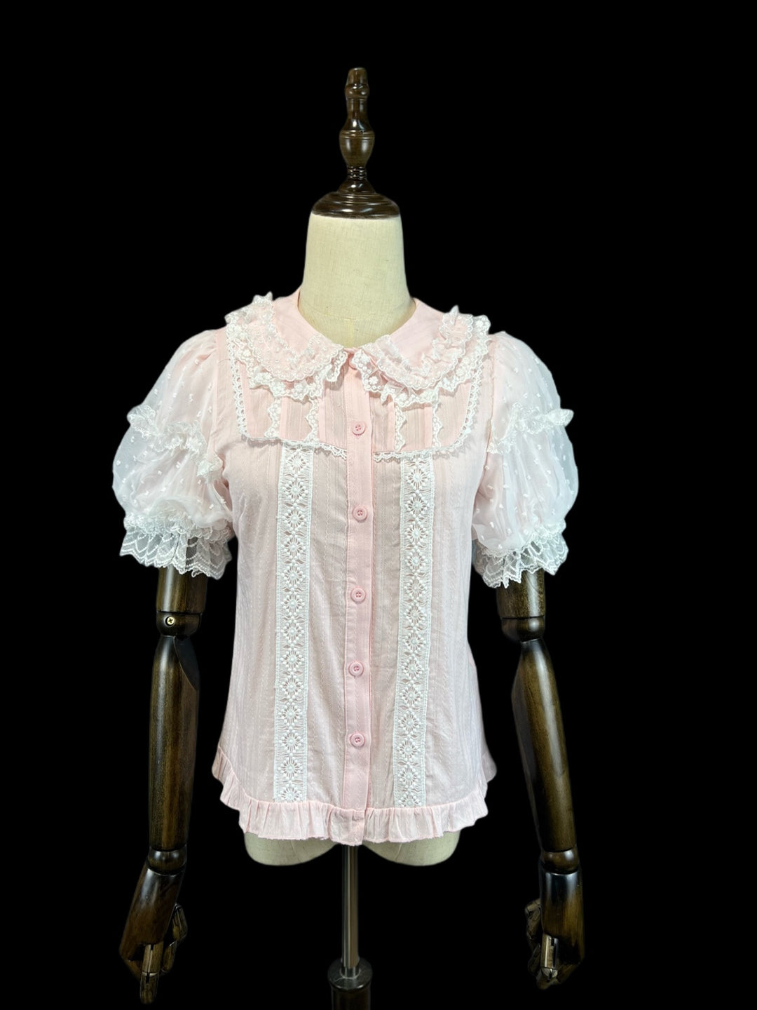 DMFS Lolita~Lollipop~Sweet Lolita Shirt with Double-Layered Puff Sleeves Pink shirt only S