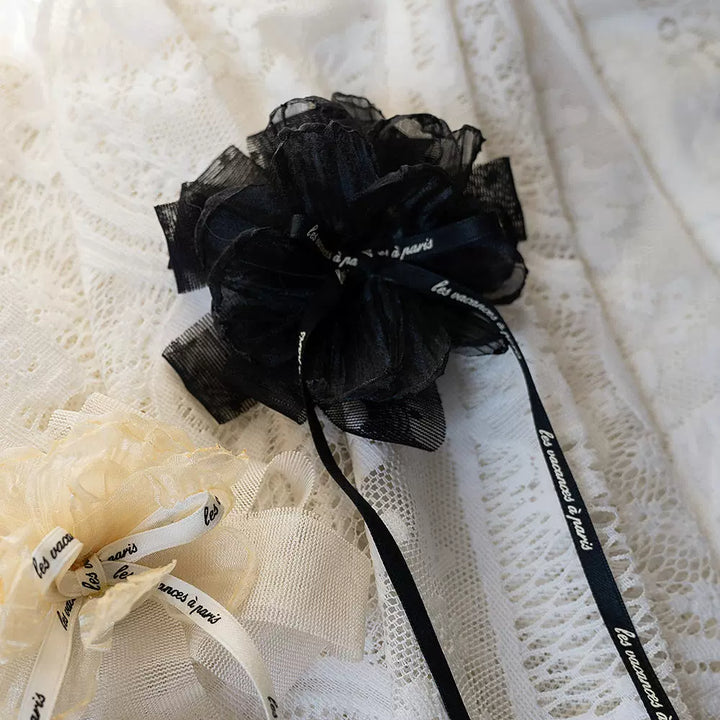 JS Lolita~Paris Holiday~Elegant Lolita Bonnet Choker Lolita Accessories(Not Sold Individually) Black Mesh Small Flower Ball Free size 